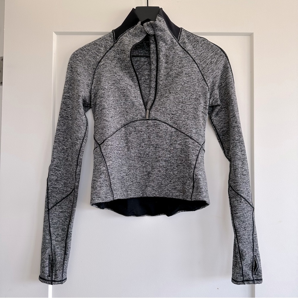 NWOT Lululemon Always Alert Cropped Half Zip Pullover Heather Black Size 2